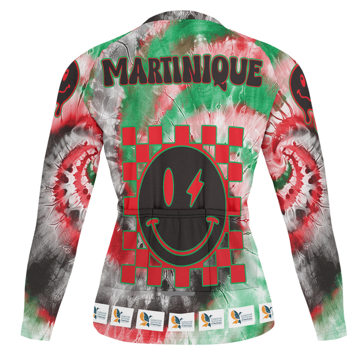 Martinique Raglan Men Cycling Jersey Long Sleeve Custom Tie Dye Style 1