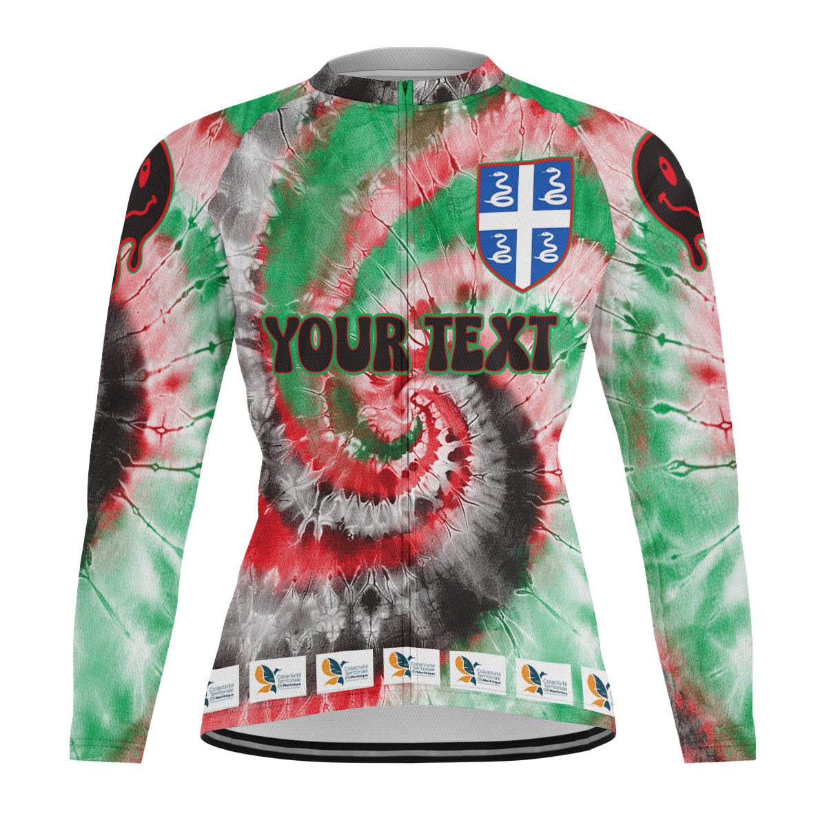 Martinique Raglan Men Cycling Jersey Long Sleeve Custom Tie Dye Style 2