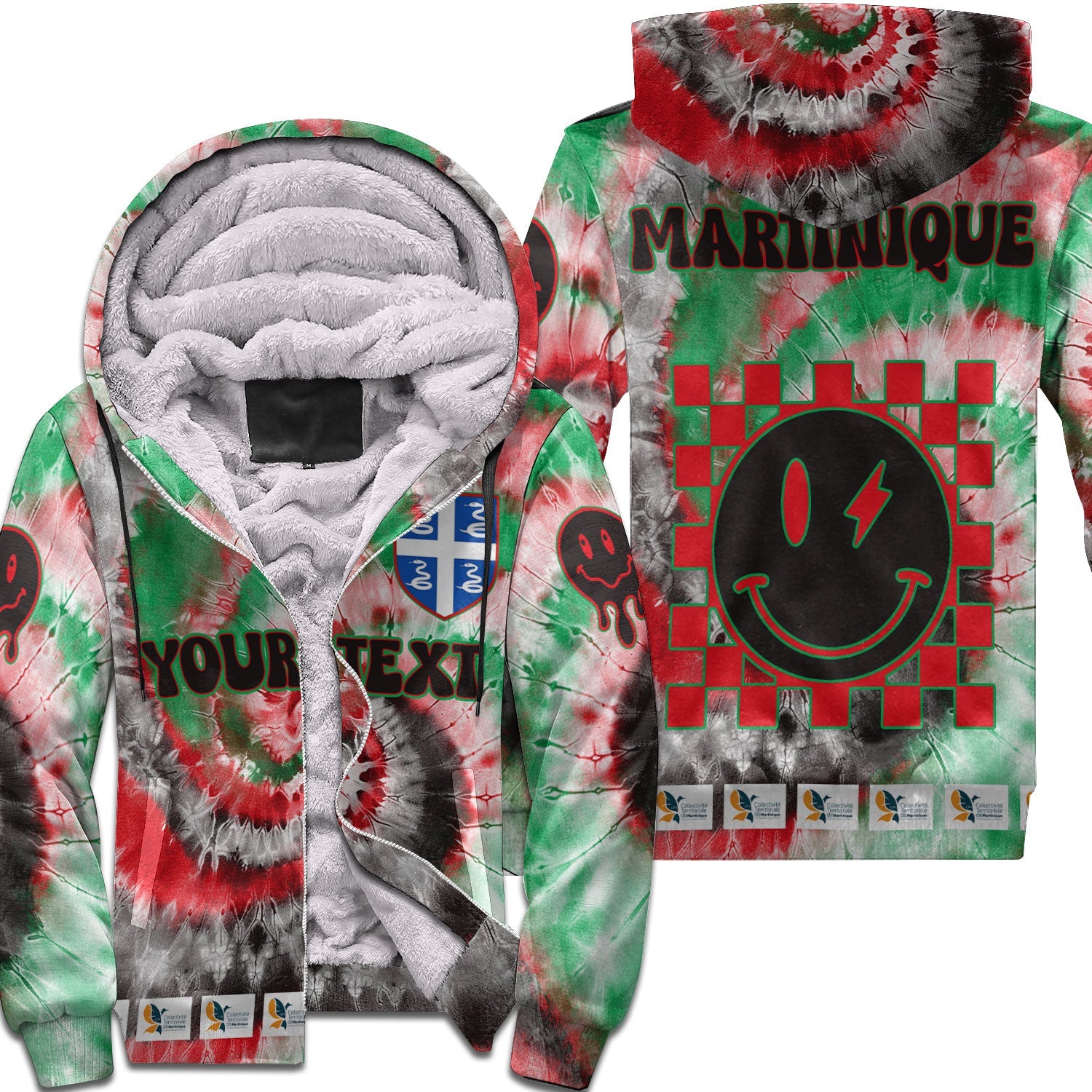 Martinique Sherpa Hoodie Custom Tie Dye Style 1