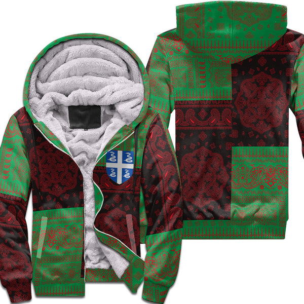 Martinique Sherpa Hoodie Flag And Paisley Basic Style 1