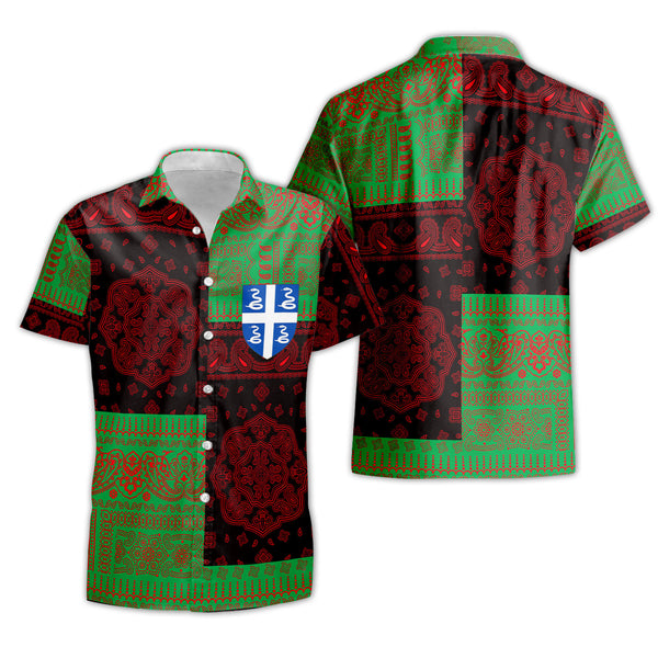 Martinique Short Sleeve Shirt Flag And Paisley Basic Style 1