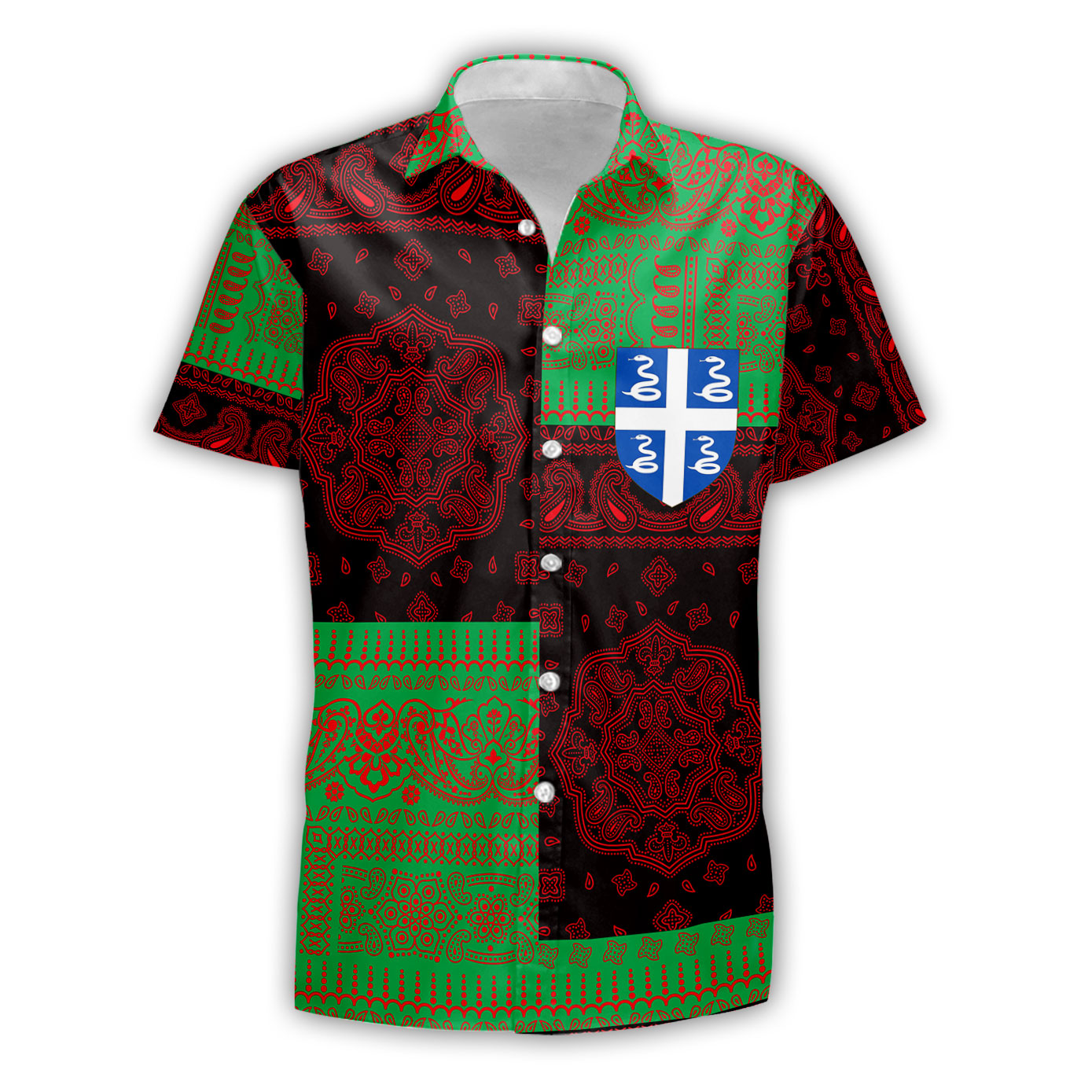 Martinique Short Sleeve Shirt Flag And Paisley Basic Style 2