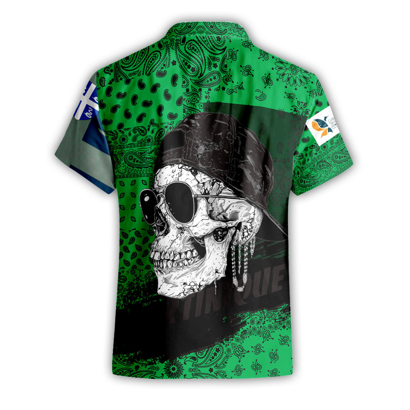 Martinique Short Sleeve Shirt Paisley Flag And Skull Style 2