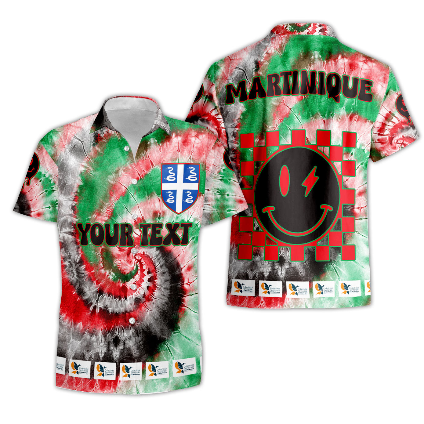 Martinique Short Sleeve Shirt Custom Tie Dye Style 3