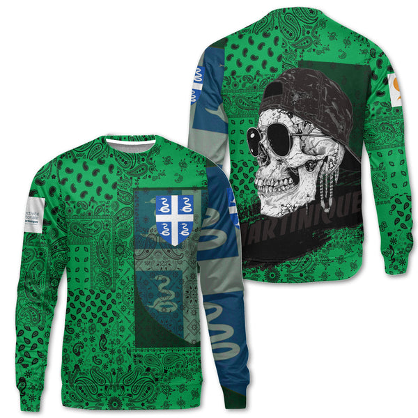 Martinique Sweatshirt Paisley Flag And Skull Style 1