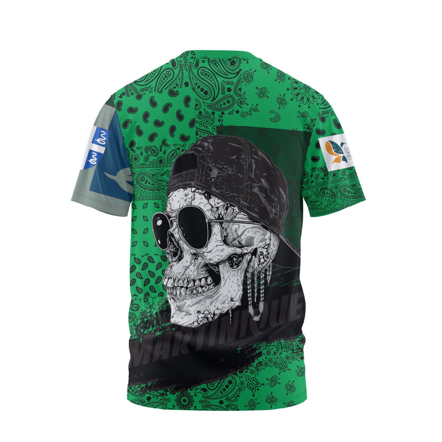 Martinique T Shirt Paisley Flag And Skull Style 2