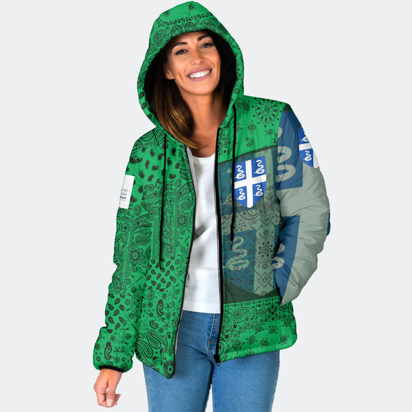 Martinique Women Hooded Padded Jacket Paisley Flag And Skull Style 1