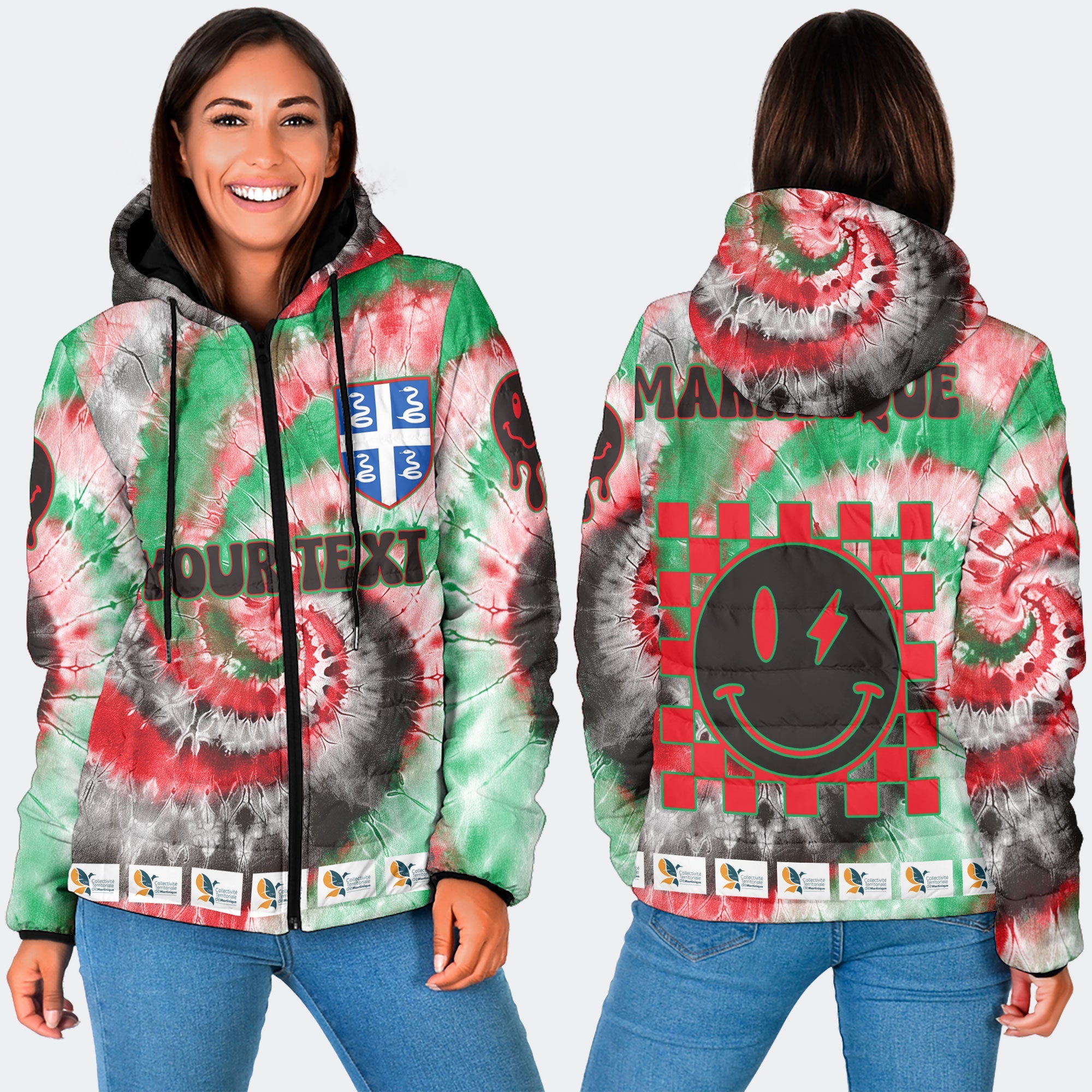 Martinique Women Hooded Padded Jacket Custom Tie Dye Style 3