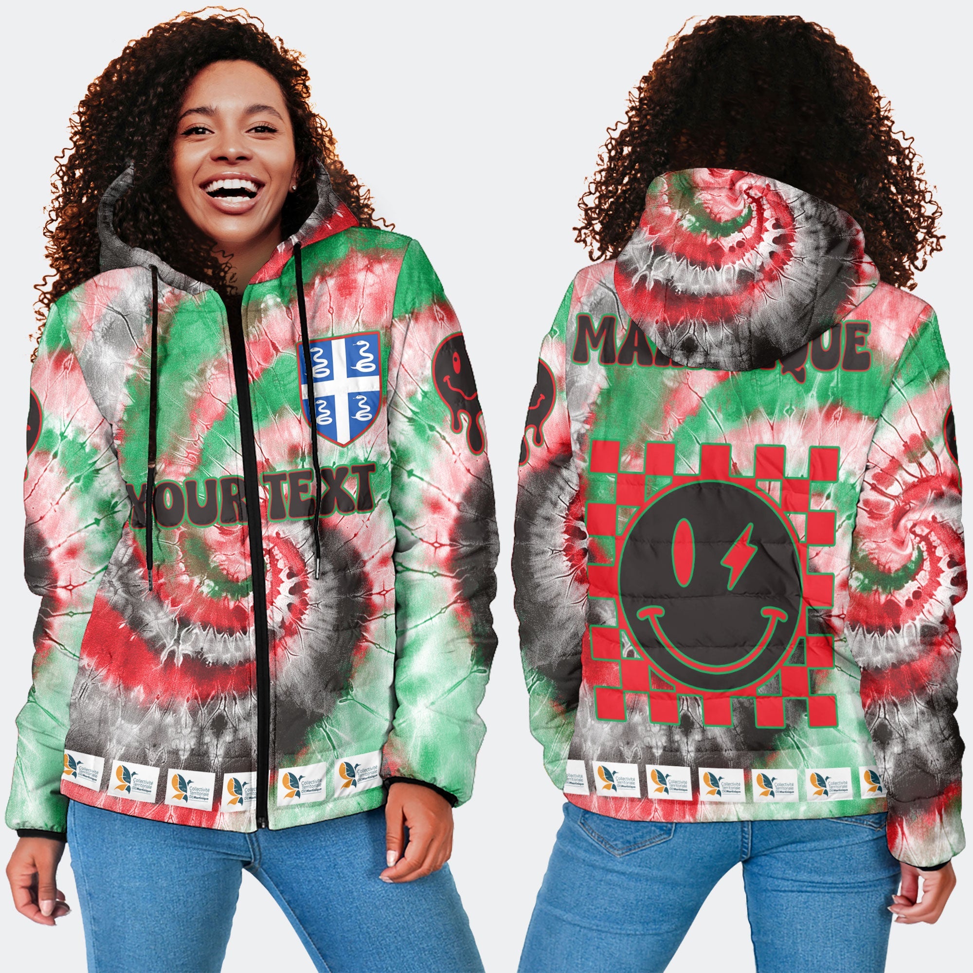 Martinique Women Hooded Padded Jacket Custom Tie Dye Style 4