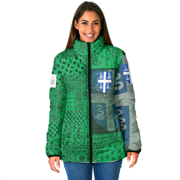 Martinique Women Padded Jacket Paisley Flag And Skull Style 1