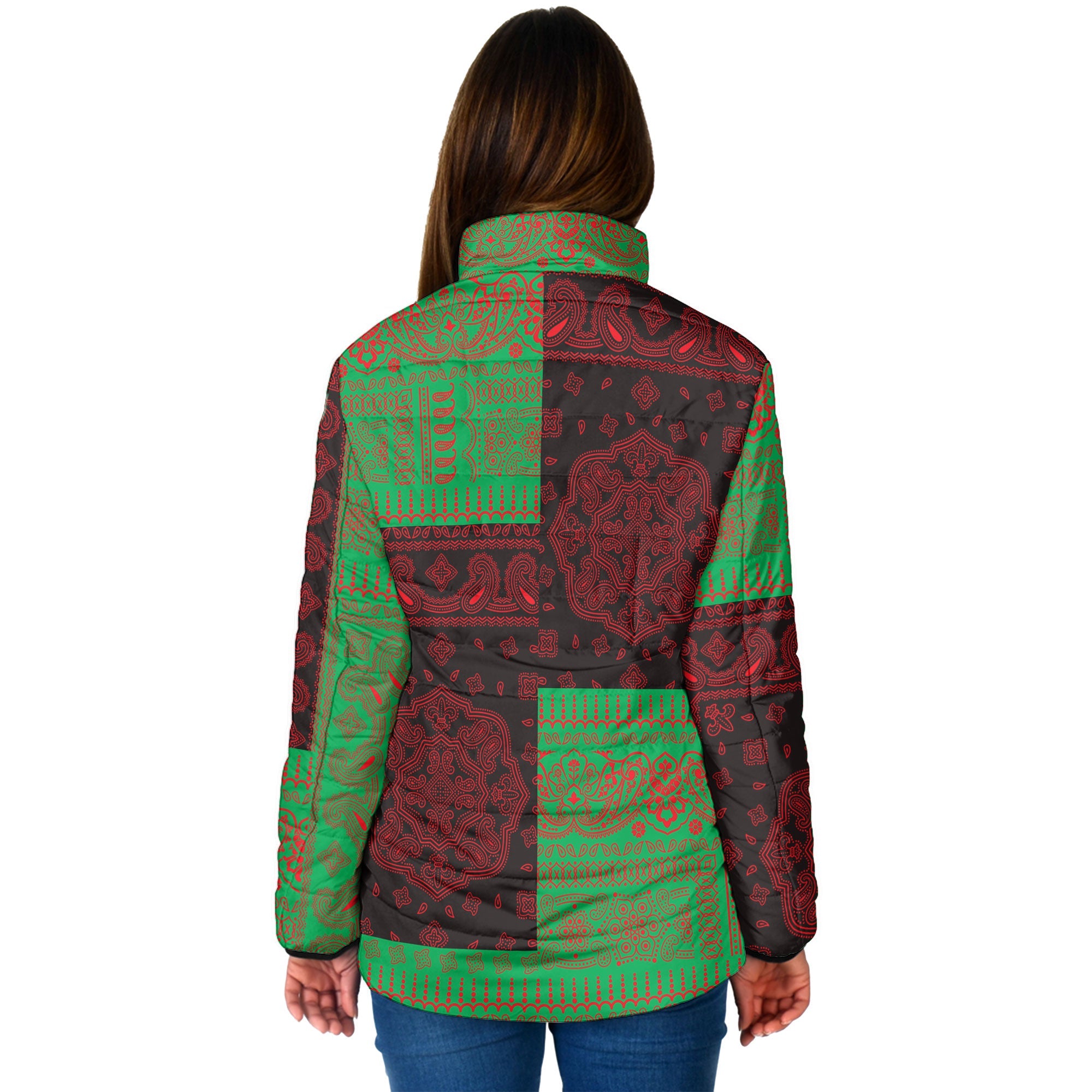 Martinique Women Padded Jacket Flag And Paisley Basic Style 2