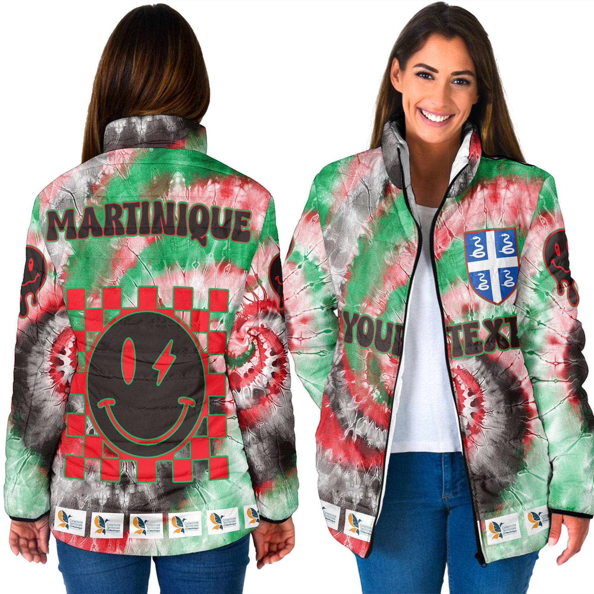 Martinique Women Padded Jacket Custom Tie Dye Style 3