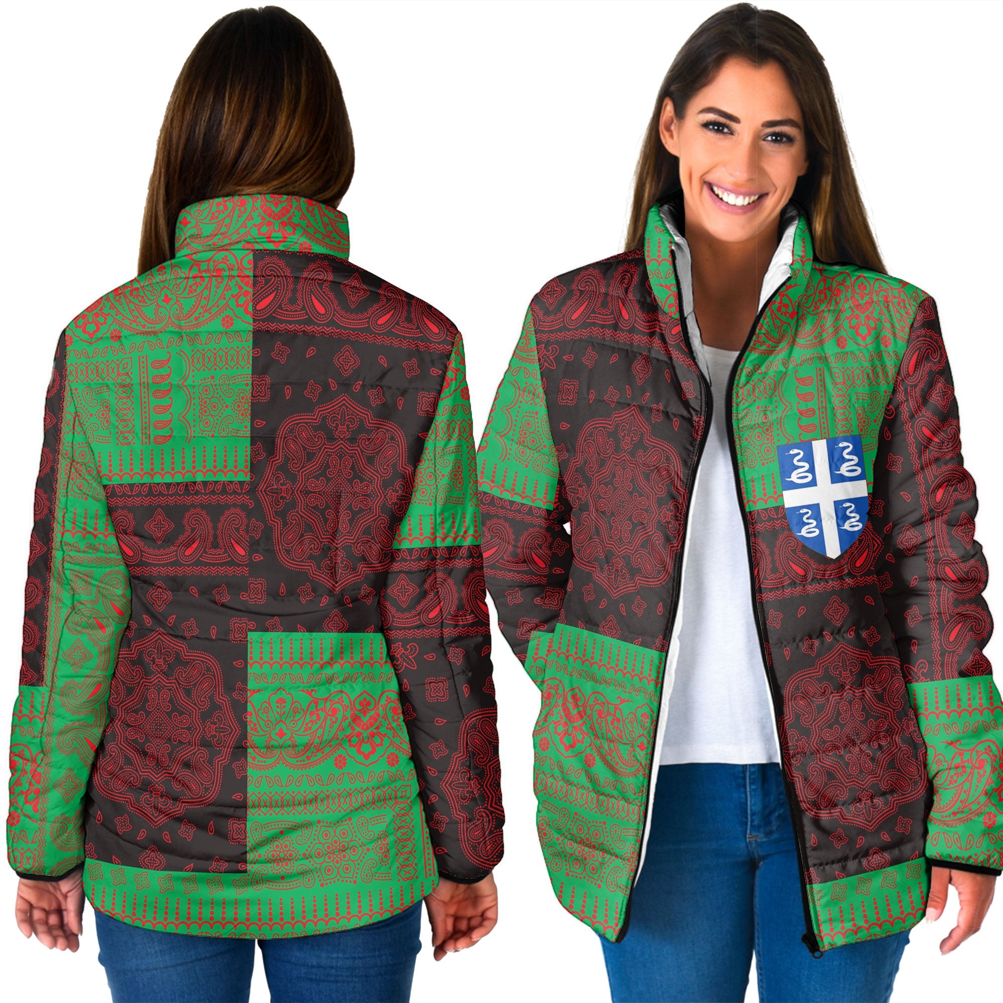 Martinique Women Padded Jacket Flag And Paisley Basic Style 3