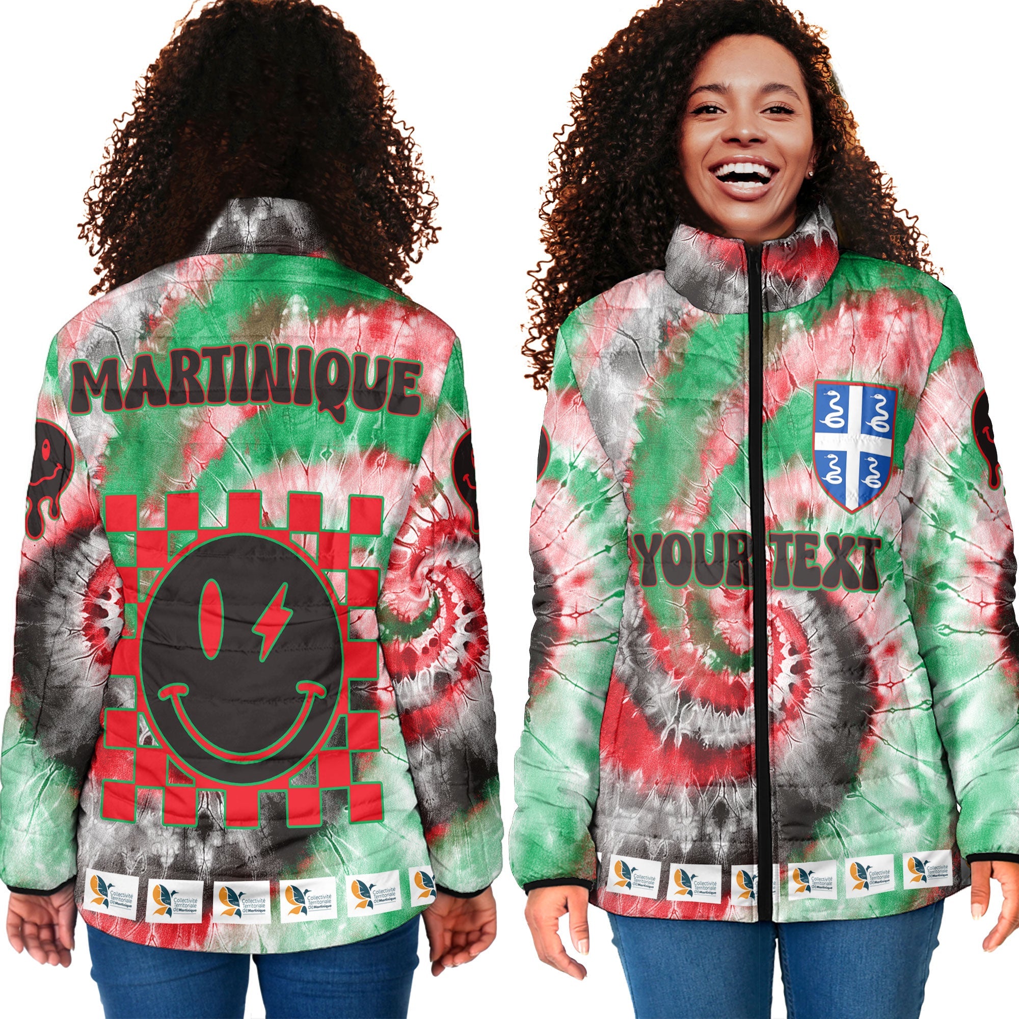 Martinique Women Padded Jacket Custom Tie Dye Style 4