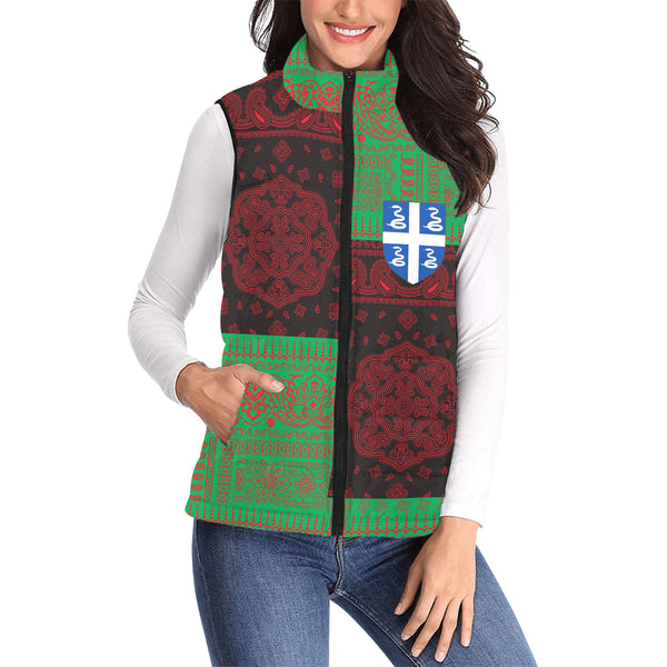 Martinique Women Padded Jacket Vest Flag And Paisley Basic Style 1