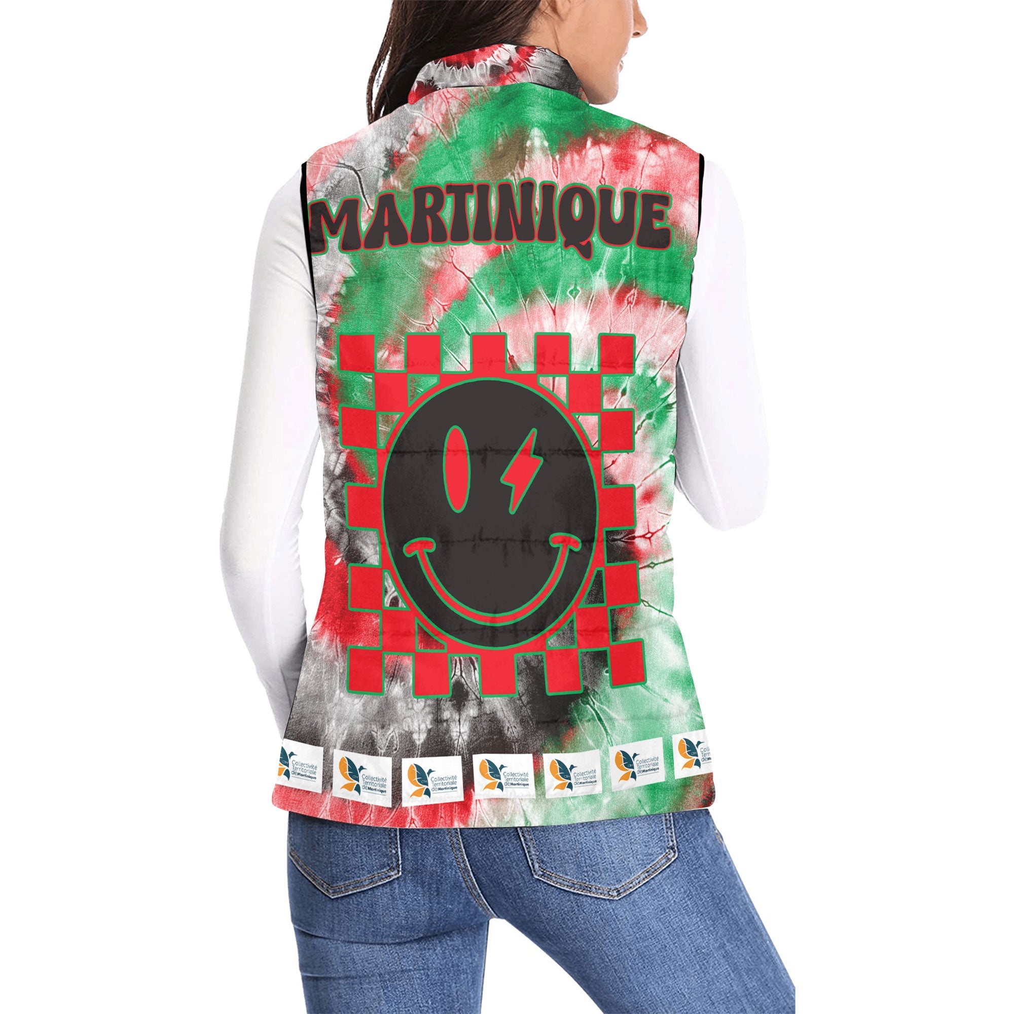 Martinique Women Padded Jacket Vest Custom Tie Dye Style 2