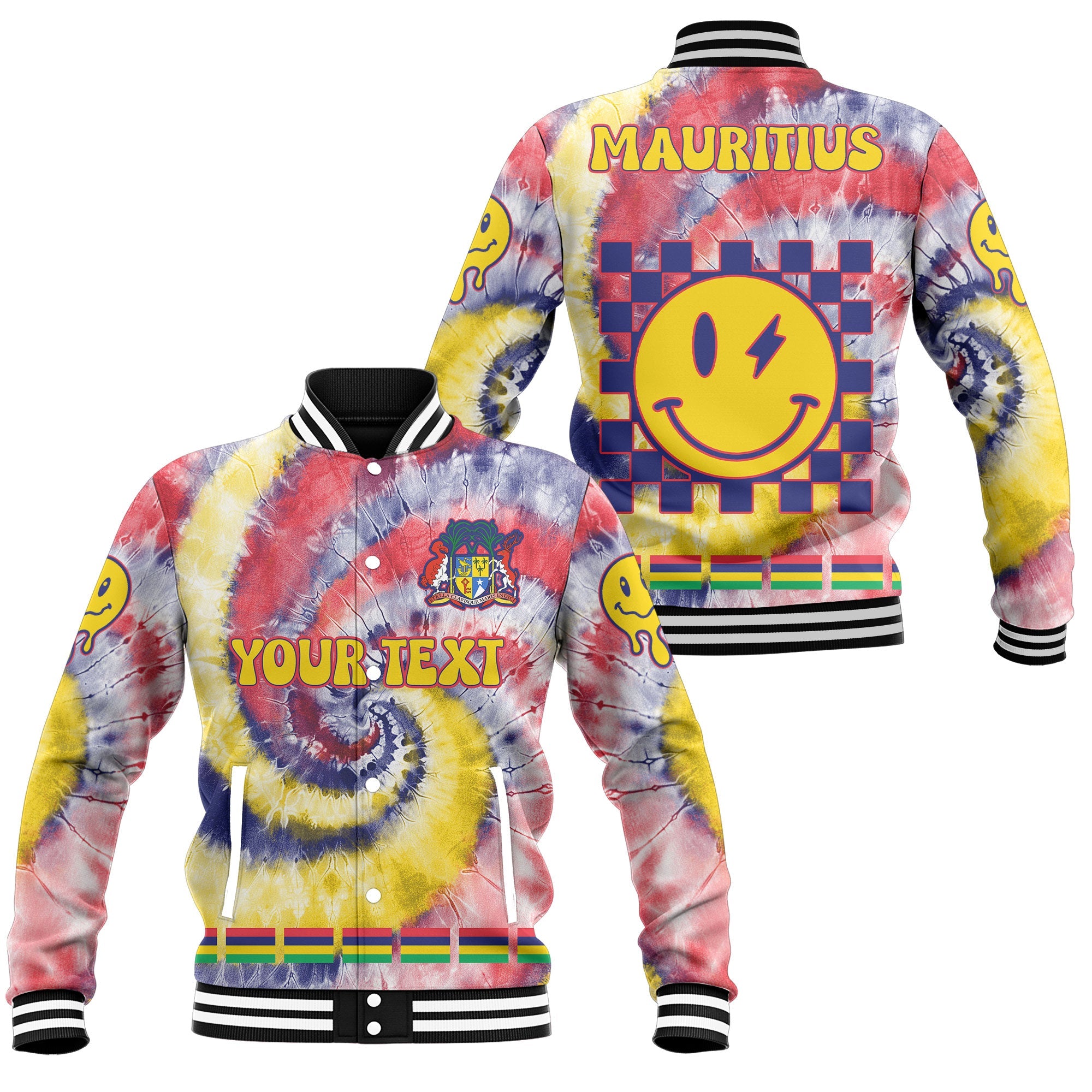 Mauritius Baseball Jacket Custom Tie Dye Style 1