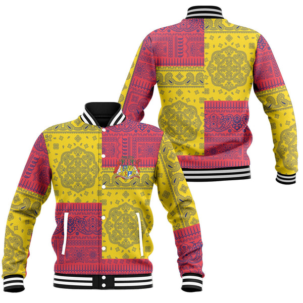 Mauritius Baseball Jacket Flag And Paisley Basic Style 1