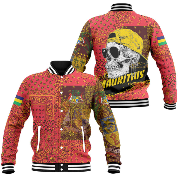 Mauritius Baseball Jacket Paisley Flag And Skull Style 1