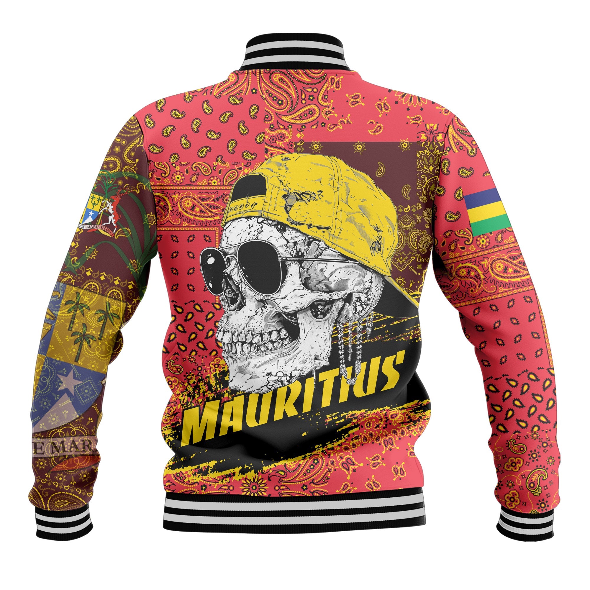 Mauritius Baseball Jacket Paisley Flag And Skull Style 3