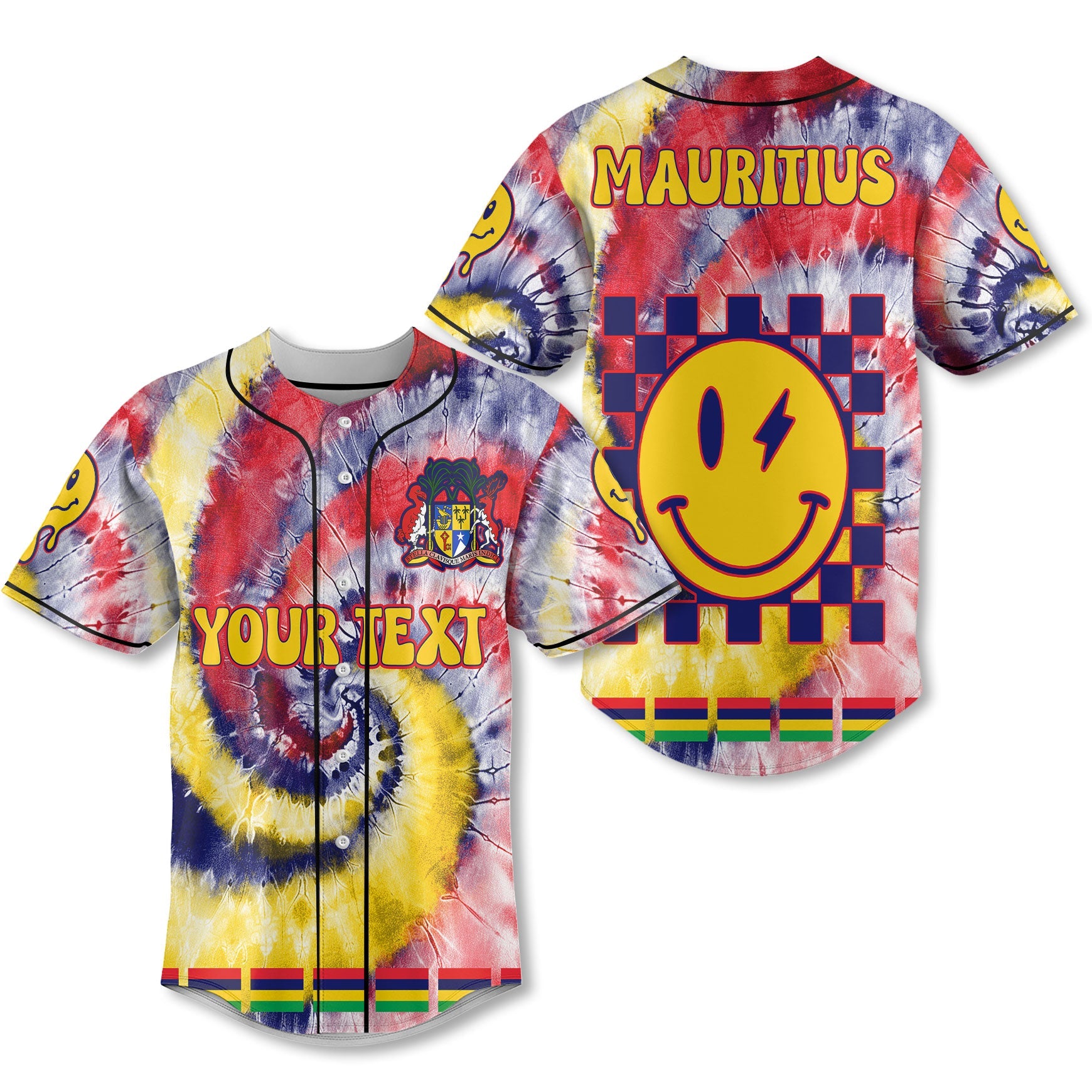 Mauritius Baseball Jersey Custom Tie Dye Style 1