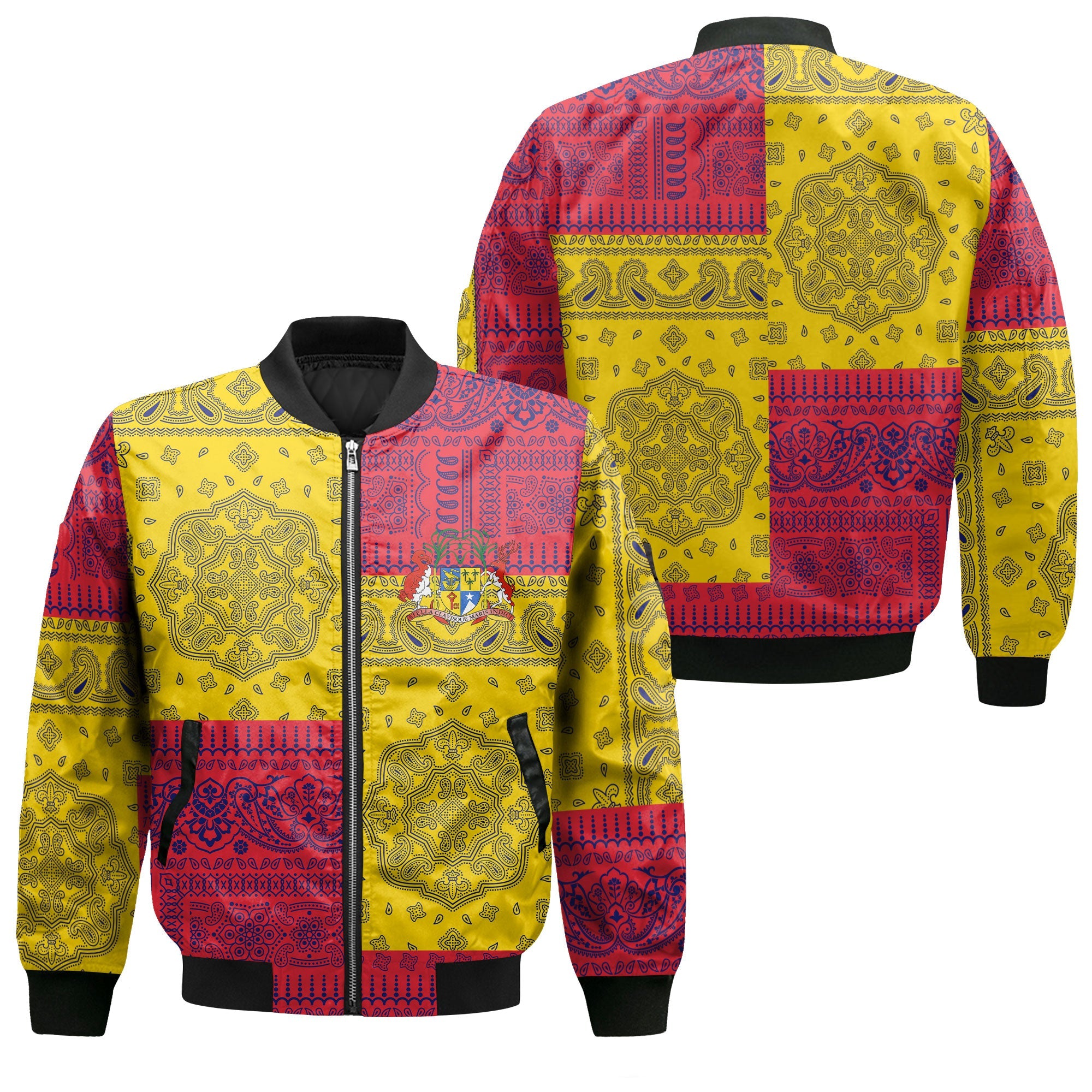 Mauritius Bomber Jacket Flag And Paisley Basic Style 1