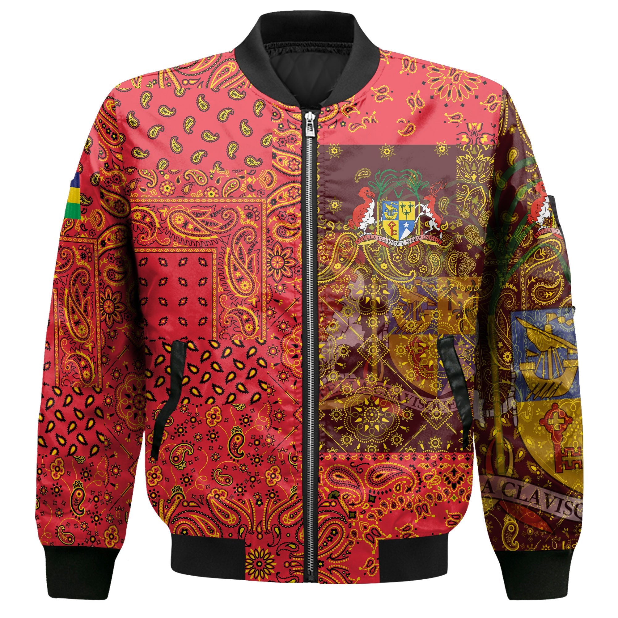 Mauritius Bomber Jacket Paisley Flag And Skull Style 2