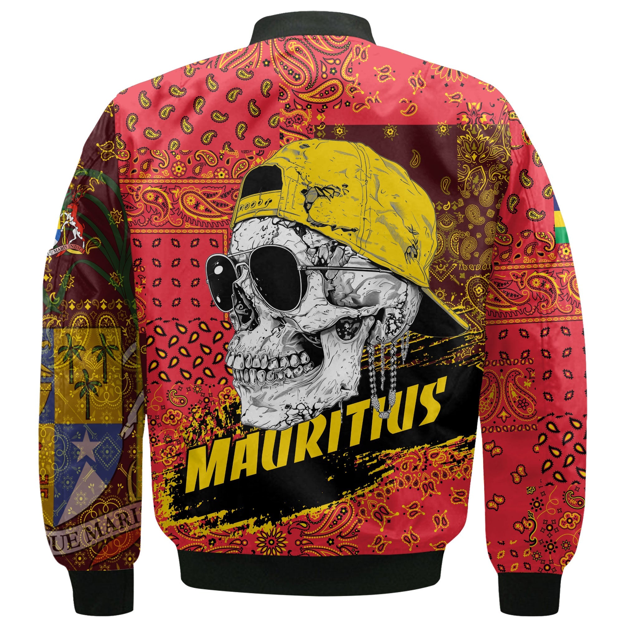 Mauritius Bomber Jacket Paisley Flag And Skull Style 3