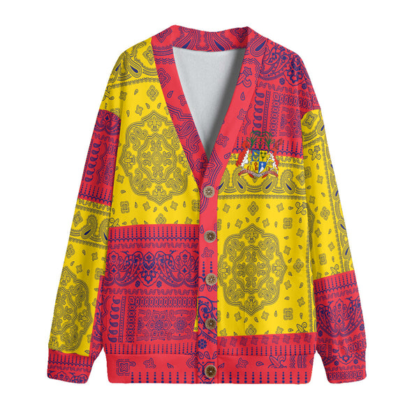 Mauritius Fleece Cardigan Flag And Paisley Basic Style 1