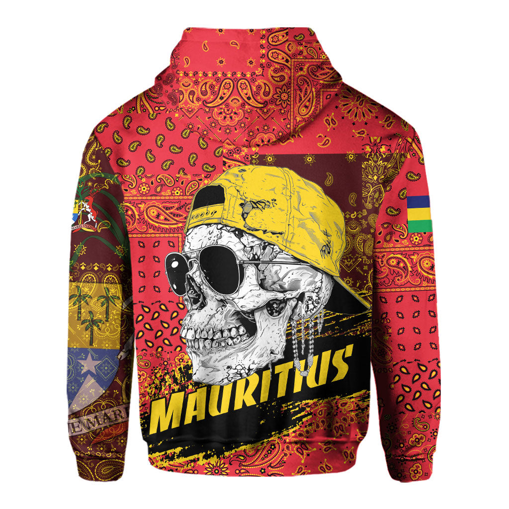 Mauritius Hoodie Paisley Flag And Skull Style 3