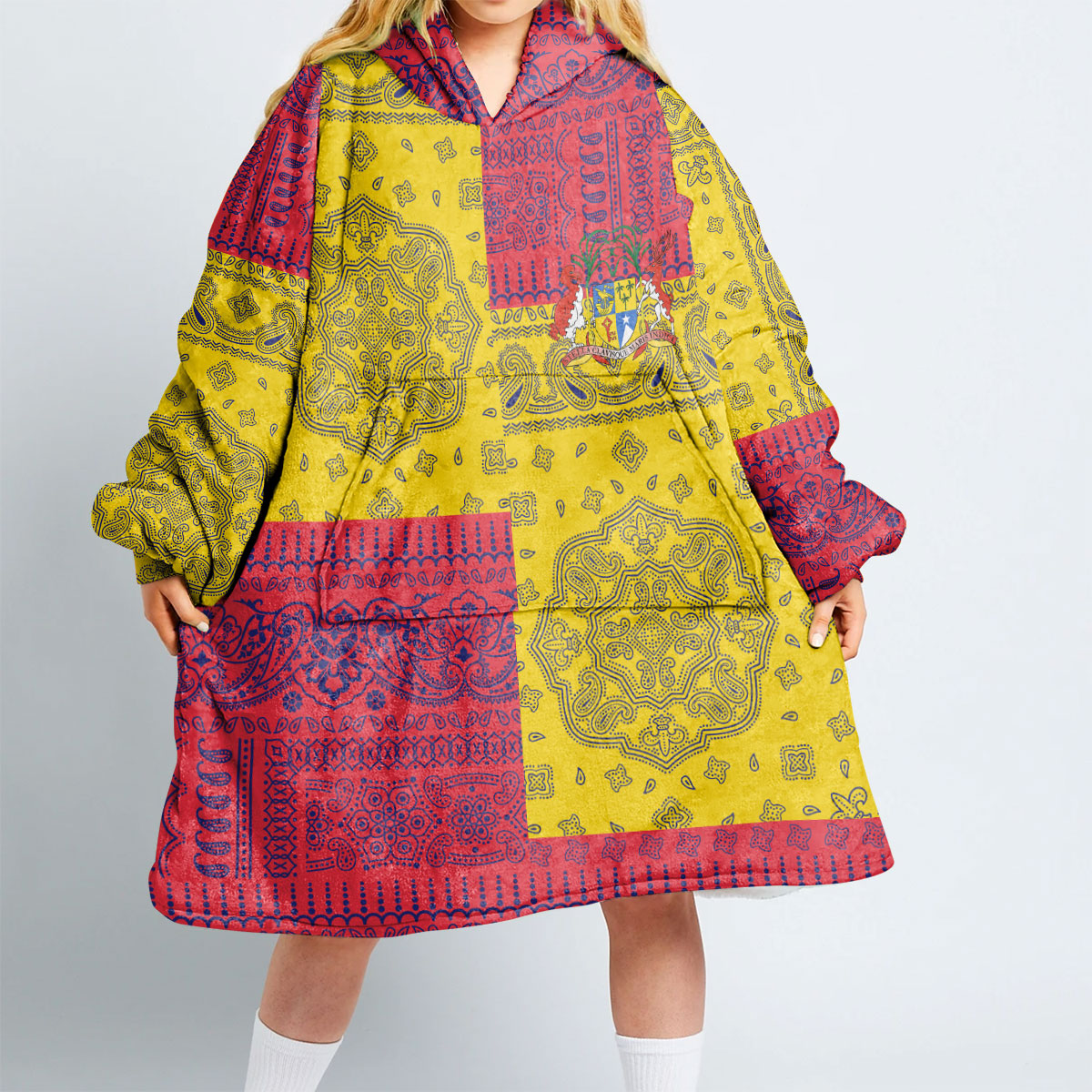 Mauritius Hoodie Blanket Flag And Paisley Basic Style 2