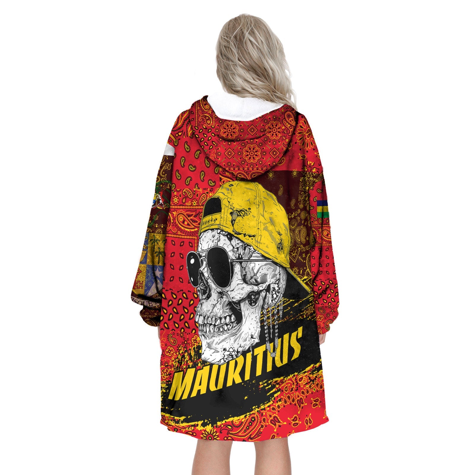 Mauritius Hoodie Blanket Paisley Flag And Skull Style 3