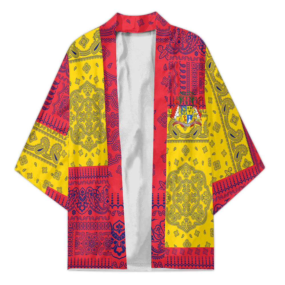 Mauritius Kimono Flag And Paisley Basic Style 2