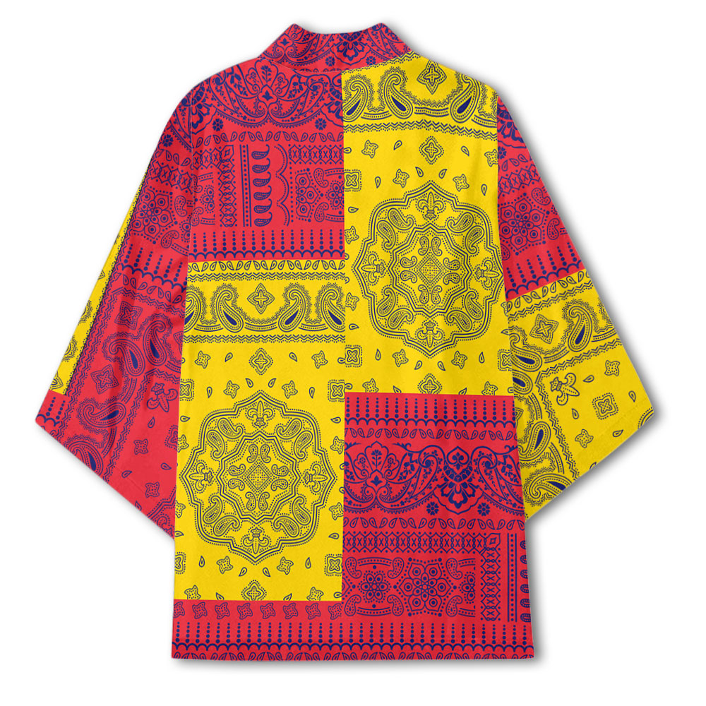 Mauritius Kimono Flag And Paisley Basic Style 3