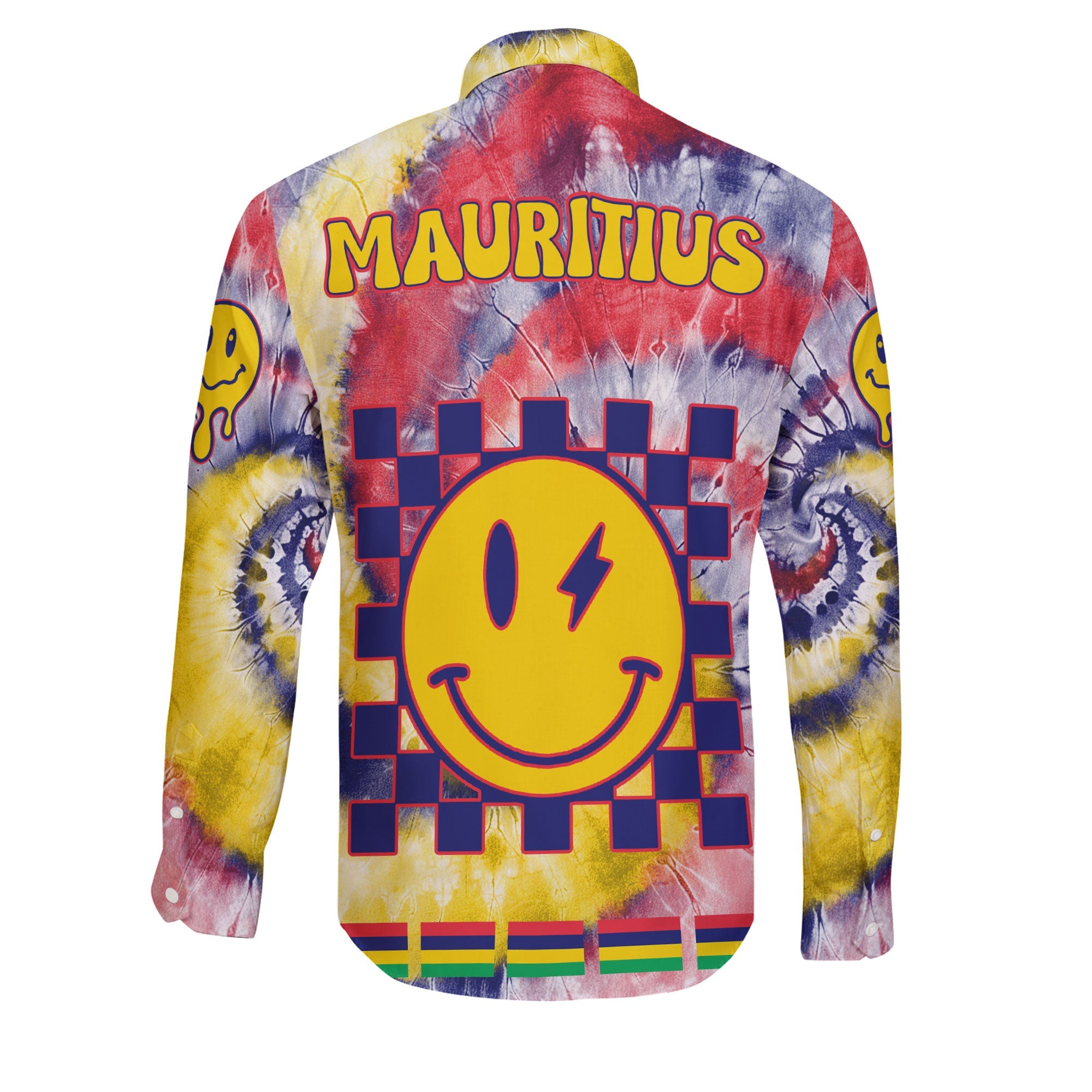 Mauritius Long Sleeve Button Shirt Custom Tie Dye Style 2