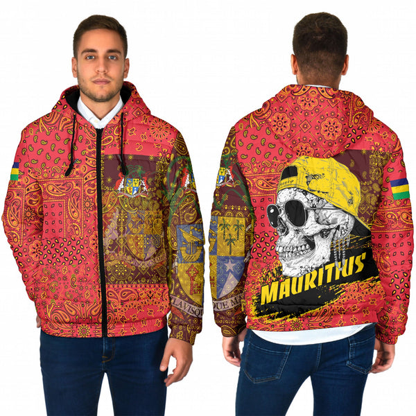 Mauritius Men Hooded Padded Jacket Paisley Flag And Skull Style 1