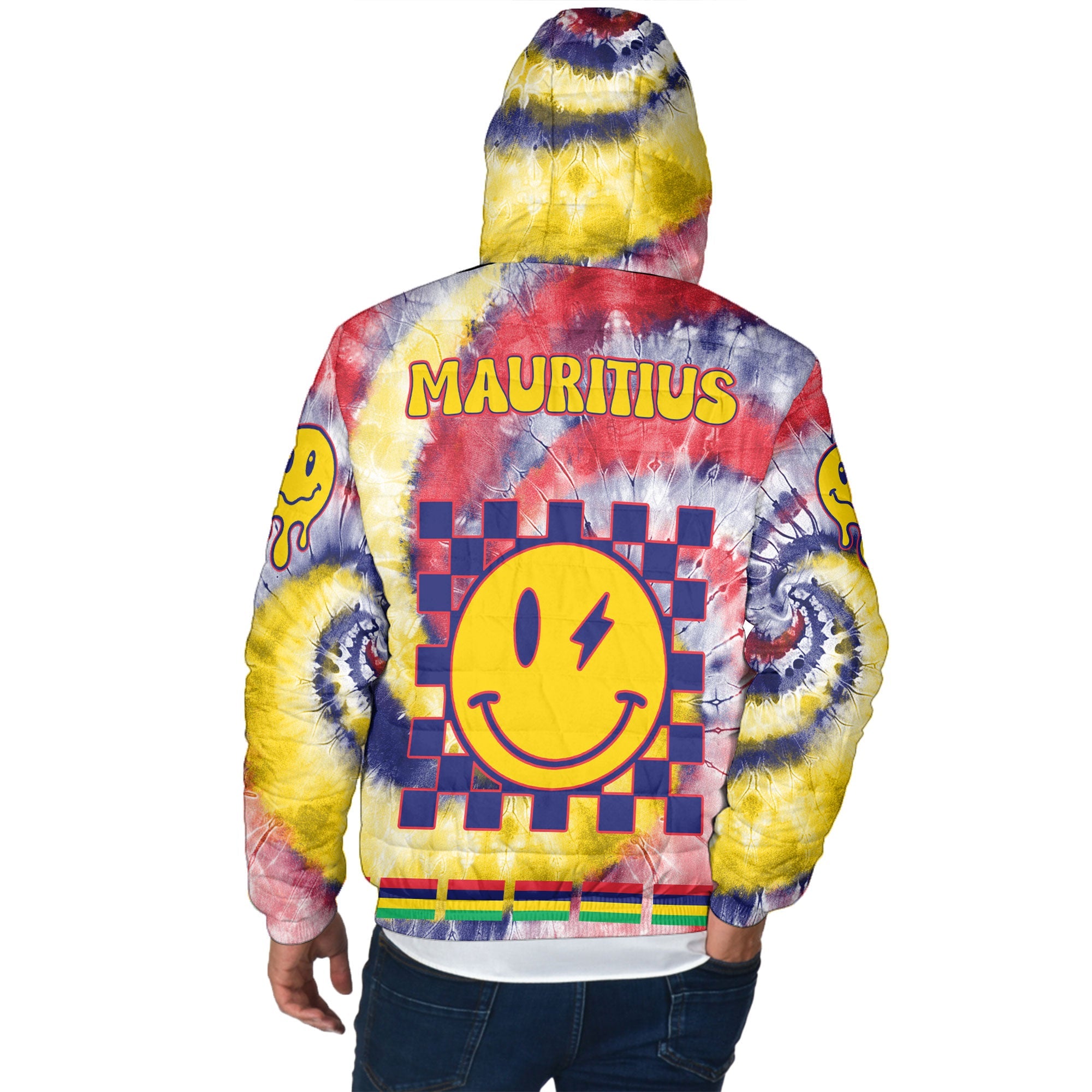 Mauritius Men Hooded Padded Jacket Custom Tie Dye Style 3