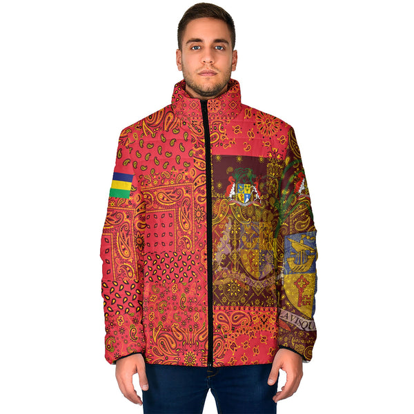 Mauritius Men Padded Jacket Paisley Flag And Skull Style 1