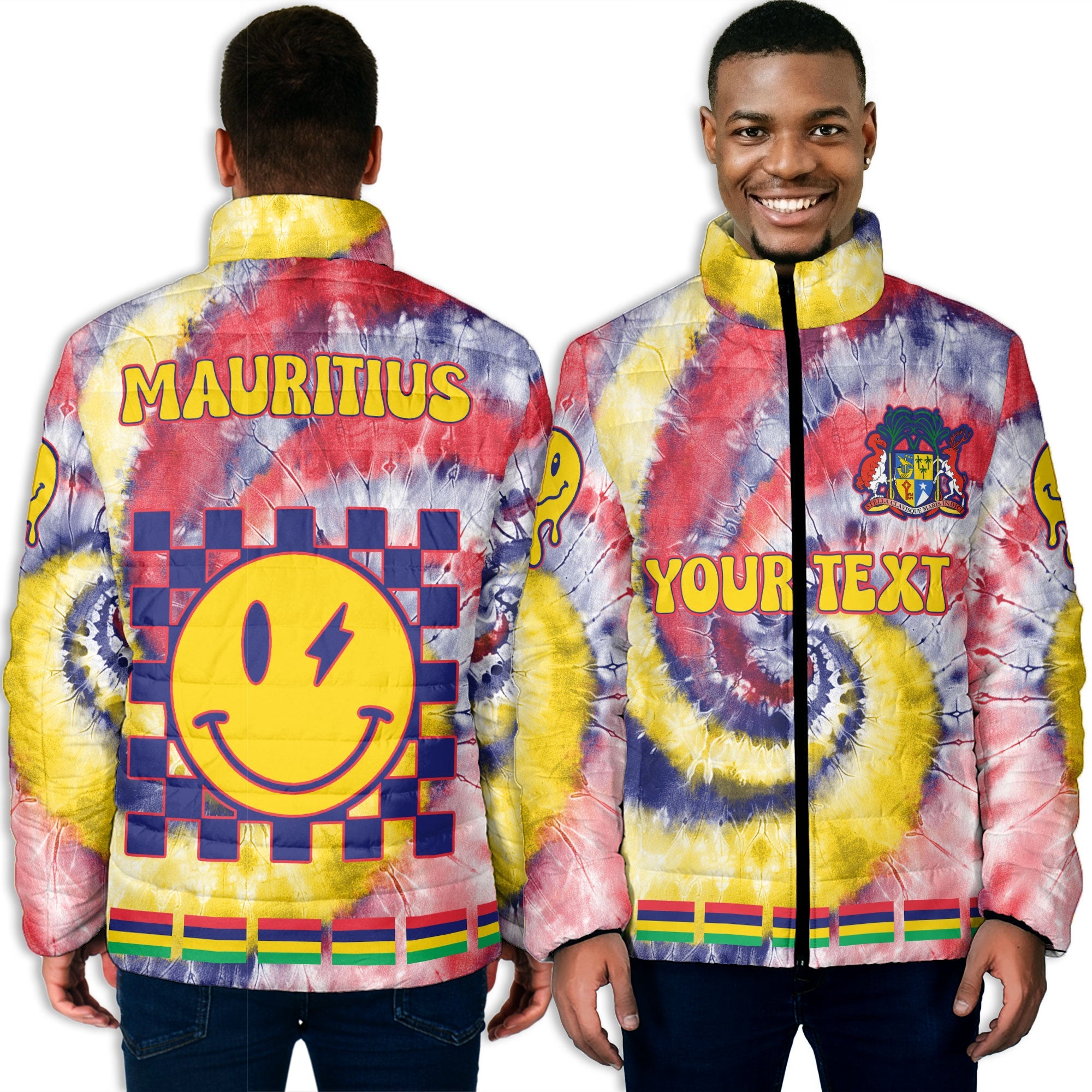 Mauritius Men Padded Jacket Custom Tie Dye Style 3