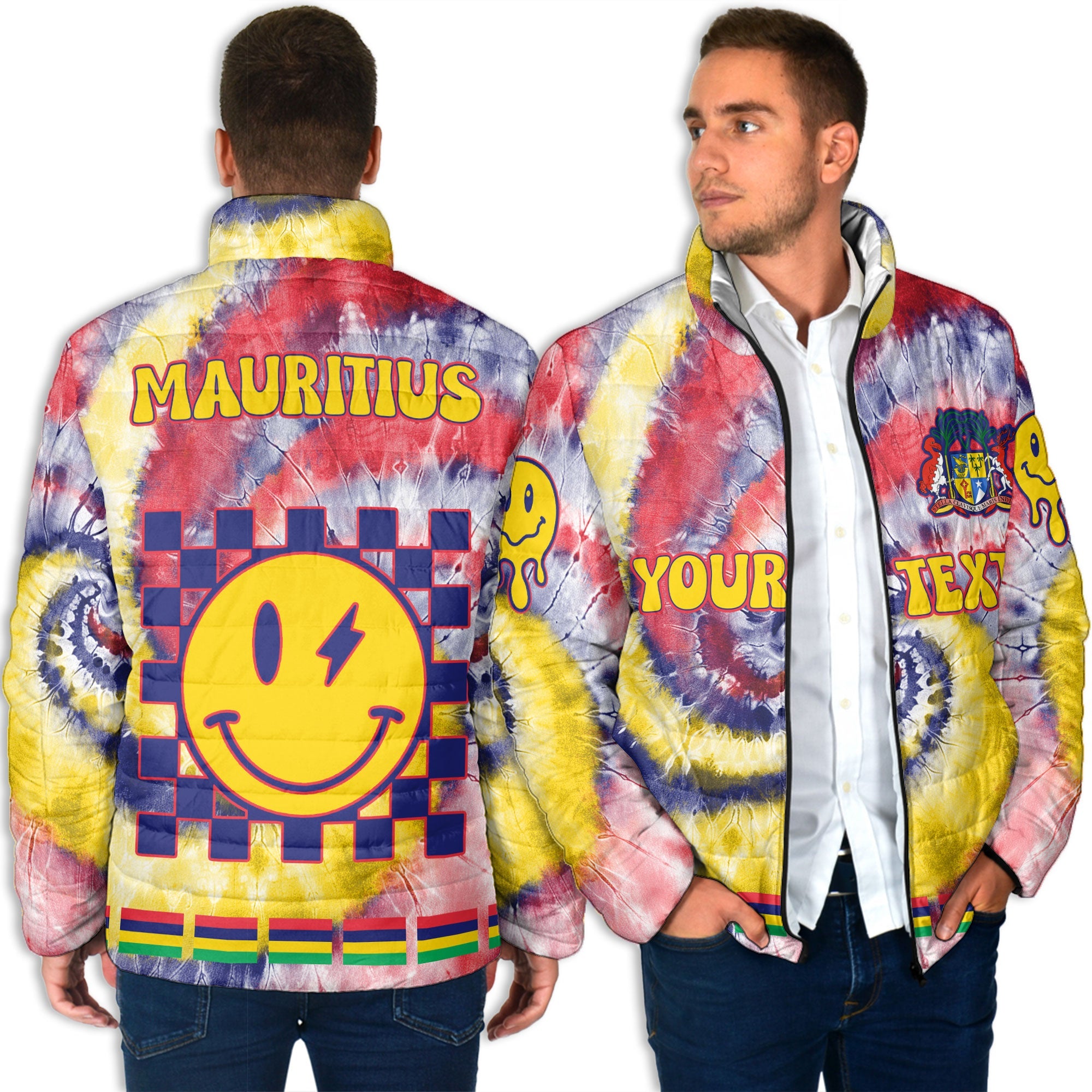 Mauritius Men Padded Jacket Custom Tie Dye Style 4