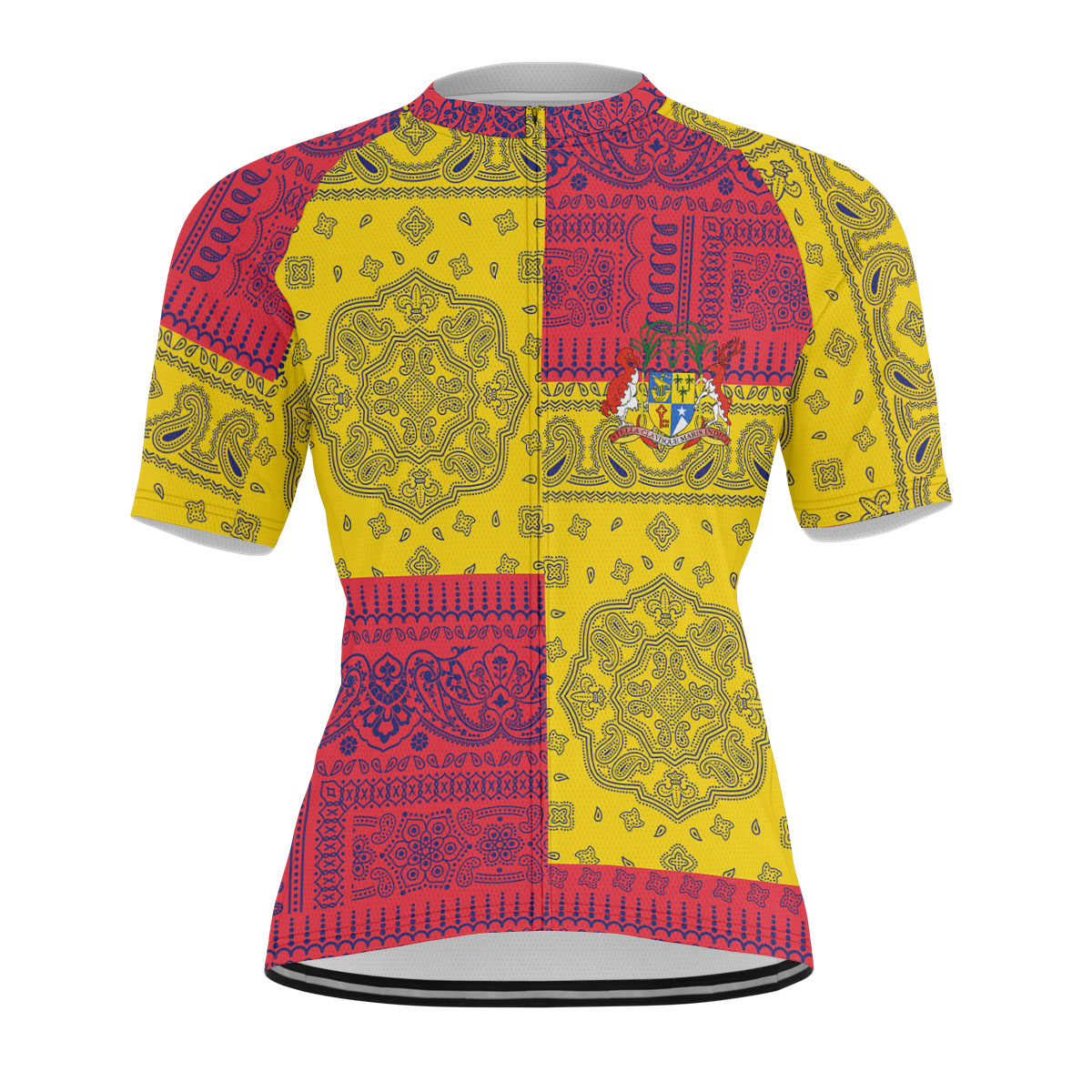 Mauritius Men Cycling Jersey Flag And Paisley Basic Style 1