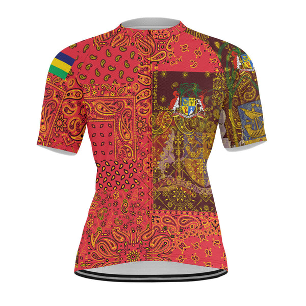 Mauritius Men Cycling Jersey Paisley Flag And Skull Style 1