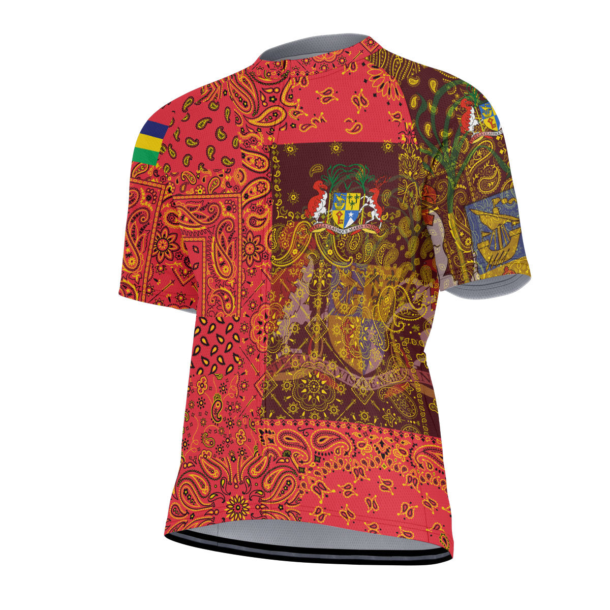 Mauritius Men Cycling Jersey Paisley Flag And Skull Style 2