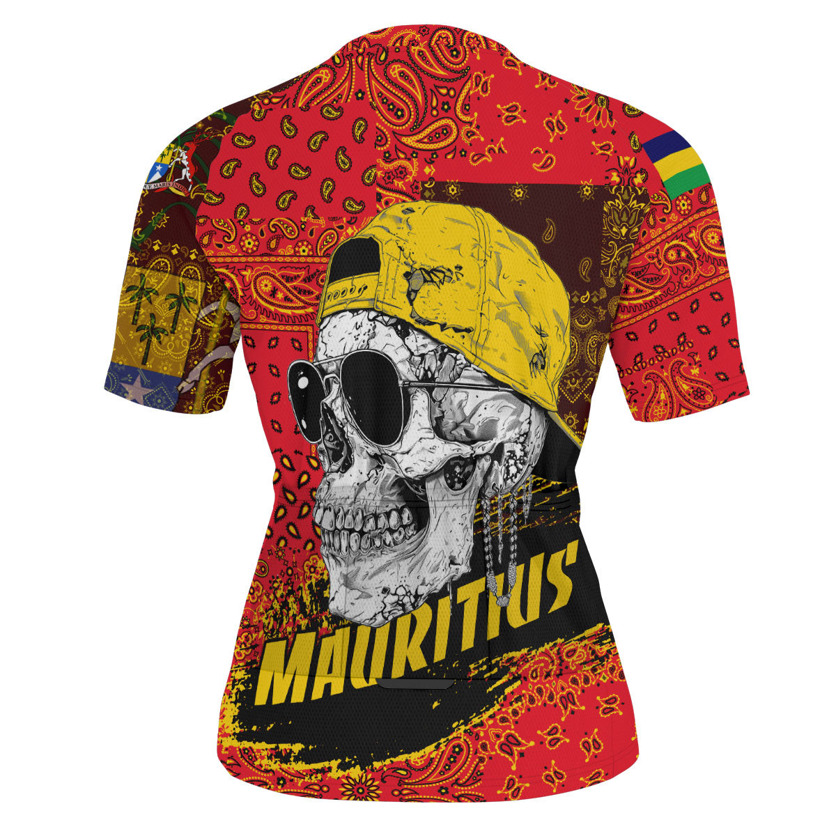 Mauritius Men Cycling Jersey Paisley Flag And Skull Style 3