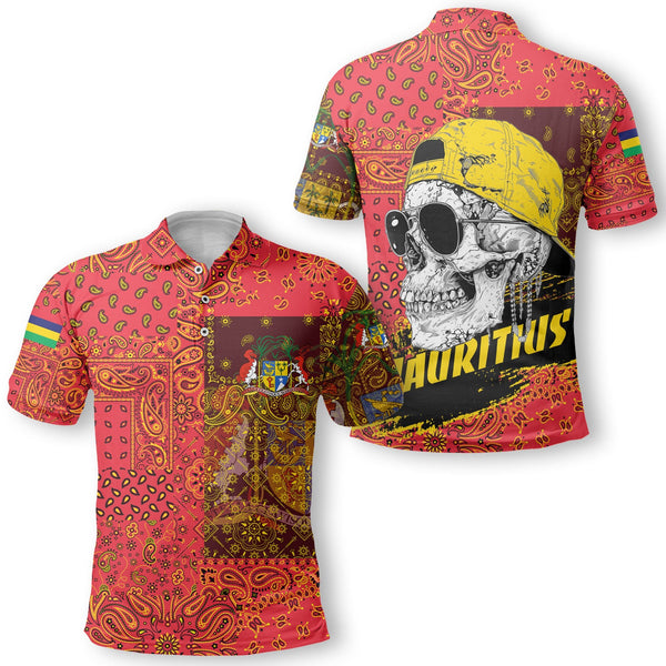 Mauritius Polo Shirt Paisley Flag And Skull Style 1