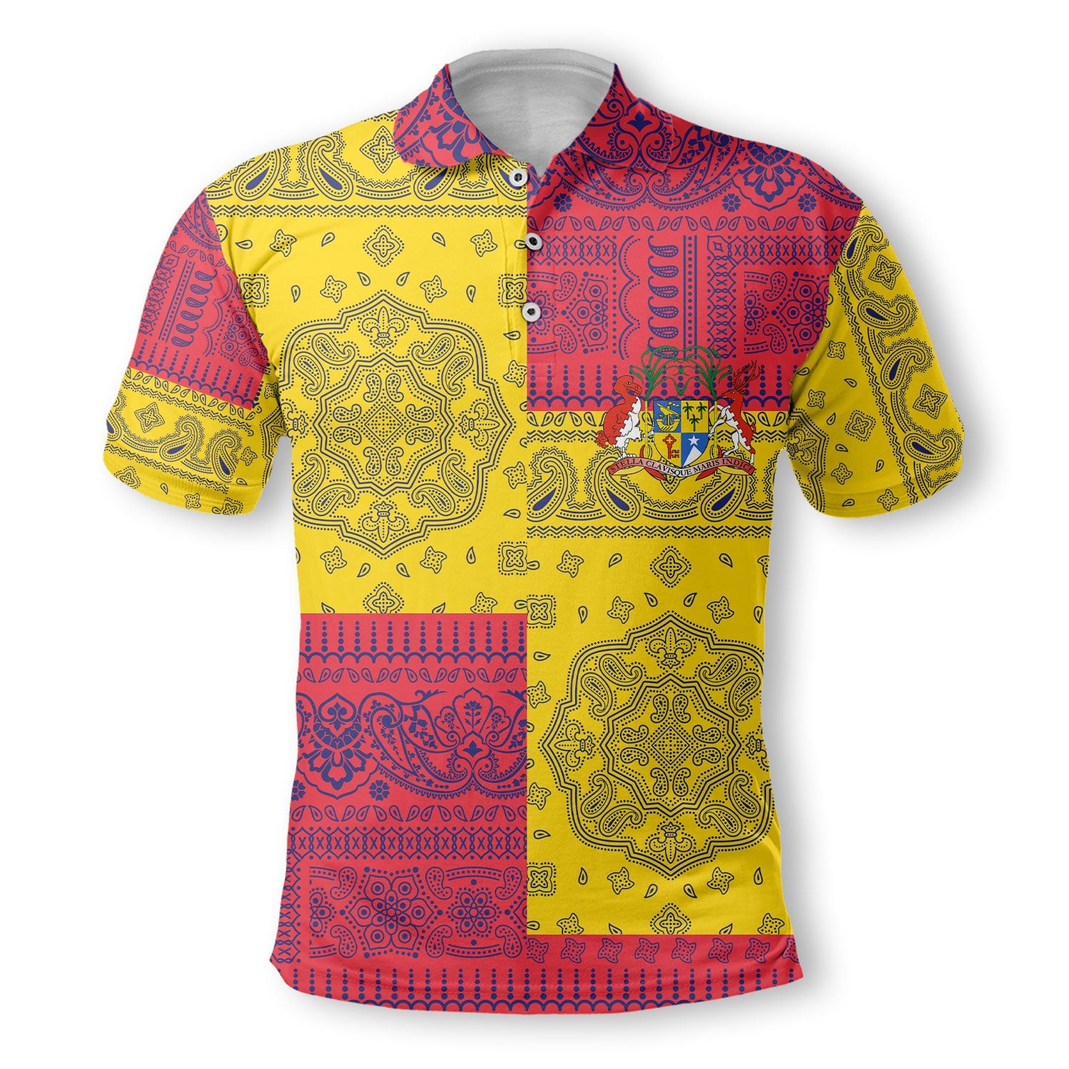 Mauritius Polo Shirt Flag And Paisley Basic Style 2