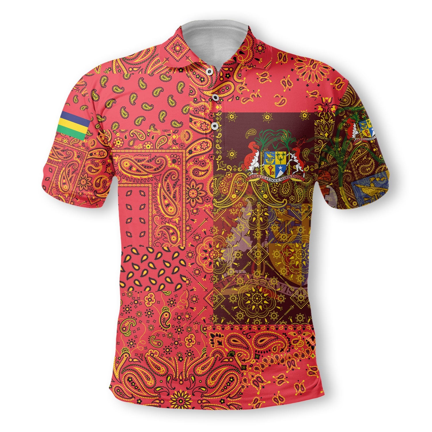 Mauritius Polo Shirt Paisley Flag And Skull Style 2