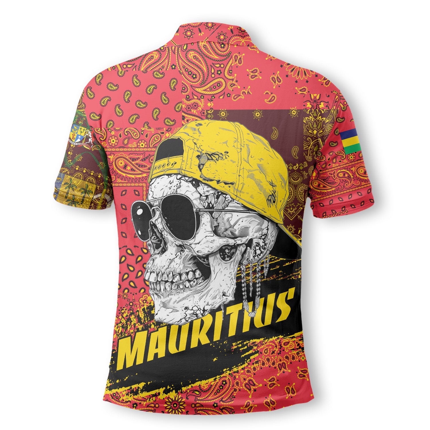 Mauritius Polo Shirt Paisley Flag And Skull Style 3