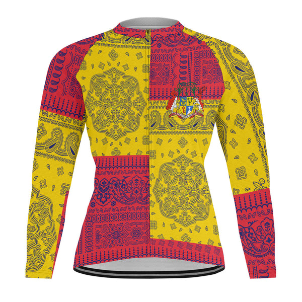 Mauritius Raglan Men Cycling Jersey Long Sleeve Flag And Paisley Basic Style 1