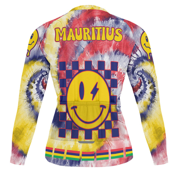 Mauritius Raglan Men Cycling Jersey Long Sleeve Custom Tie Dye Style 1